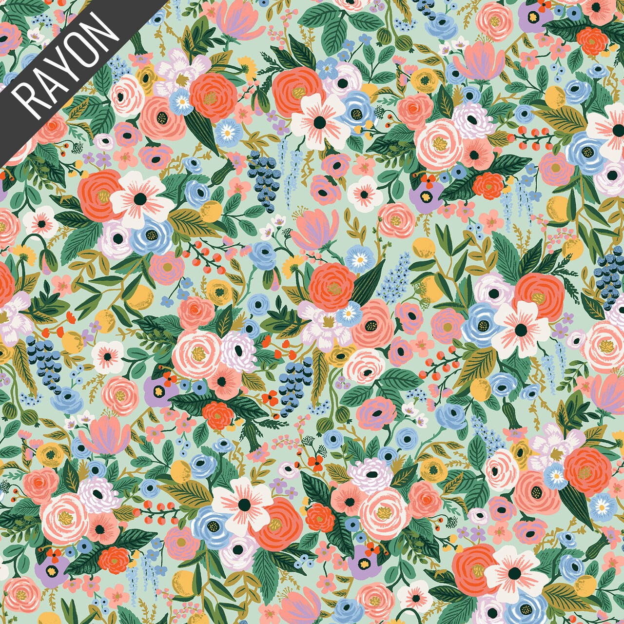 Petite Garden Party Rayon in Mint (rp104-mi11r) | Orchard | Rifle Paper Co | Cotton+Steel